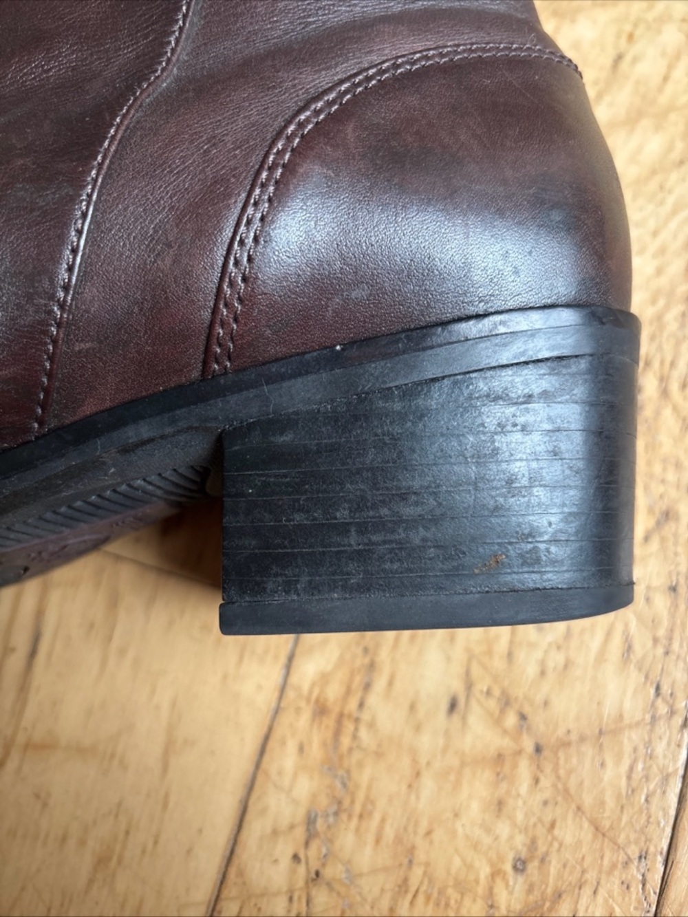 Ariat Brown Leather Ankle Booties - side snaps - Picture 6 of 8